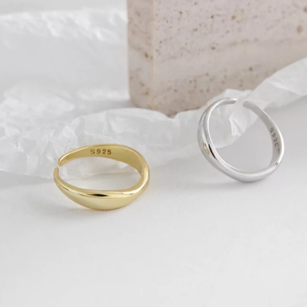 NEW 925 STERLING SILVER IRREGULAR WAVE ADJUSTABLE RING, CUTE RING, SHINY RING. - Picture 5 of 6